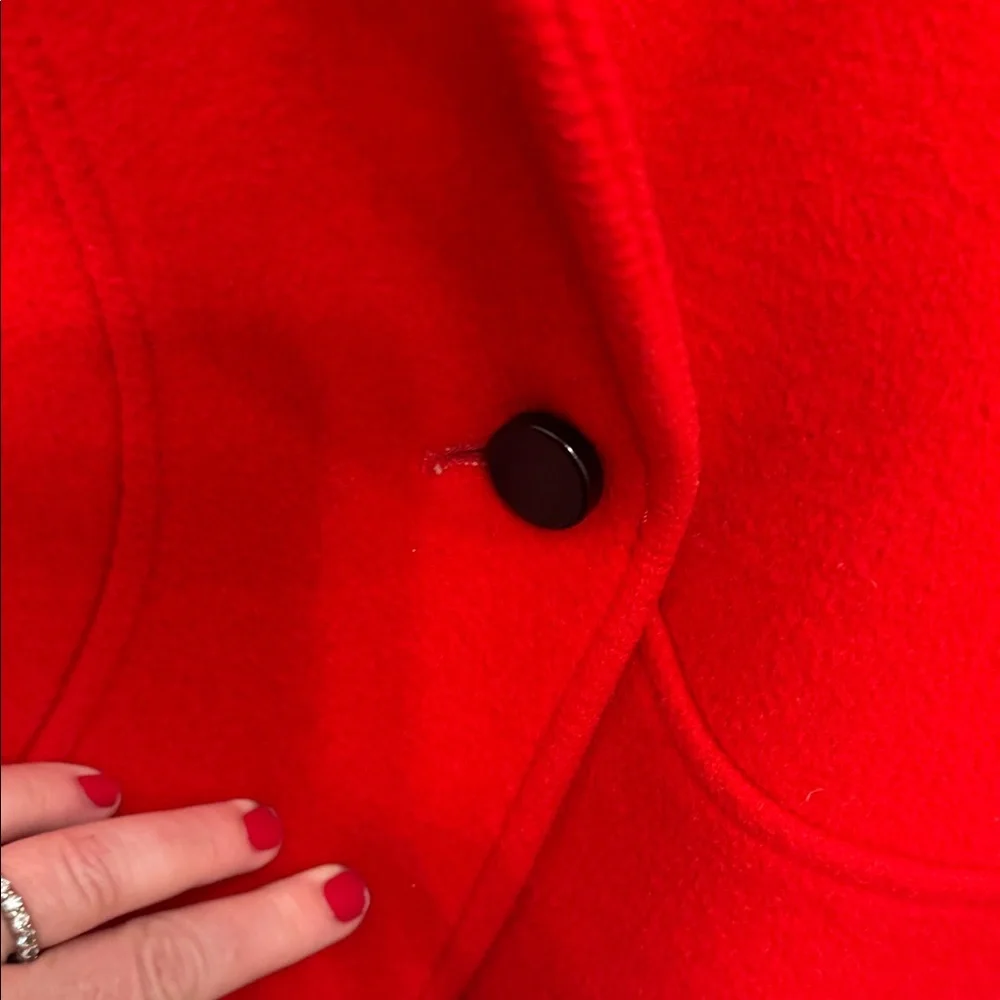 Vintage Harvé Benard Red Wool Shawl Collar Coat | 80s 90s Classic - Picture 3 of 11